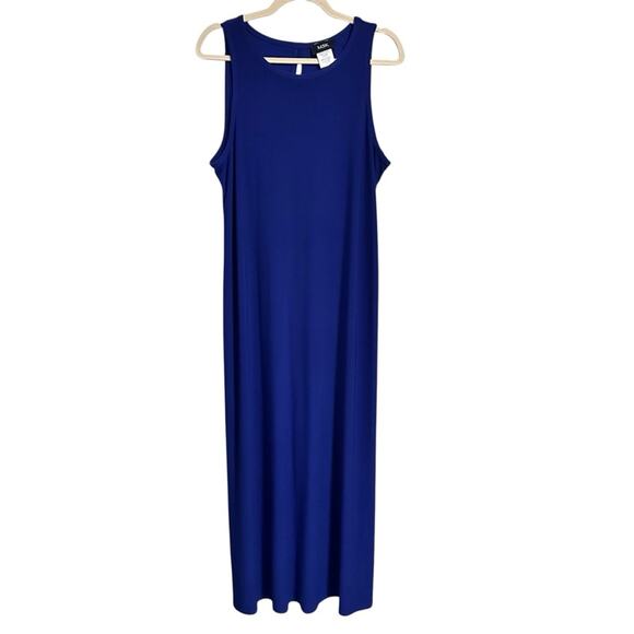 MSK Blue Crewneck Sleeveless Shift Maxi Dress Womens Large - Picture 2 of 5